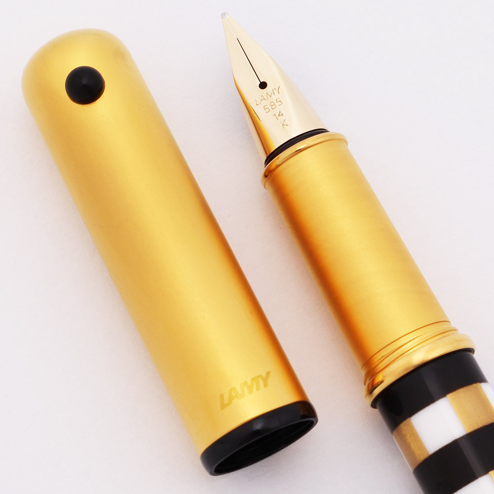 LAMY ラミー Lady レディ 万年筆 Lamy Lady Fountain Pen (1990s) - Black-White-Gold Plaid Porcelain